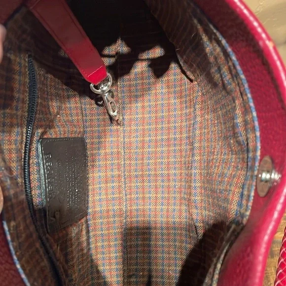 Brighton Vintage Red Leather Shoulder Bag with Matching Wallet EUC - Picture 7 of 12